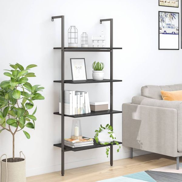 vidaXL Leiterregal mit 4 Böden Schwarz 64x35x152,5 cm 336384