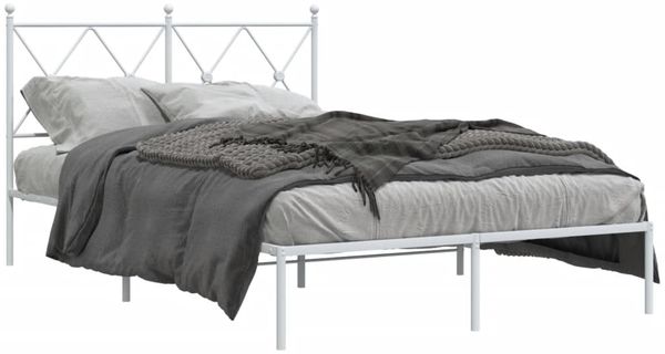 Einzelbettgestell Design für Erwachsene mit Kopfteil Metall Weiß 120x190 cm d2925e