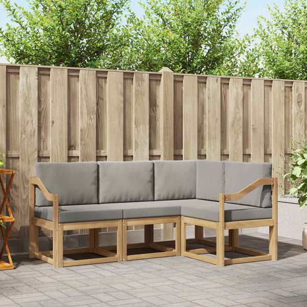 vidaXL Outdoor-Sofagarnitur 4 pcs Weiß und Hellgrau 3387575