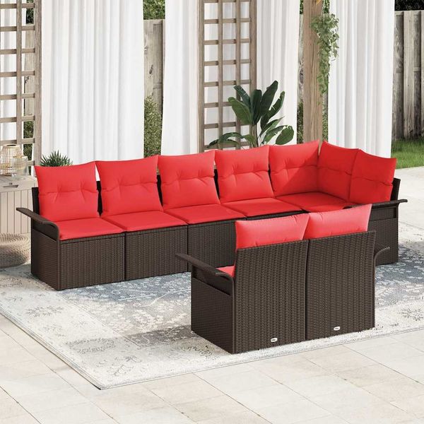 vidaXL Gartensofa-set mit Kissen 8 pcs Braun Poly-Rattan 3345414