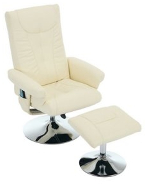 i@home Relaxsessel Relaxsessel mit Massage-, Heiz- & Liegefunktion, PU, Beige/Schwartz (Sessel mit Hocker, Relaxsessel mit Hocker), Versteckte Kopfstütze Bild 6