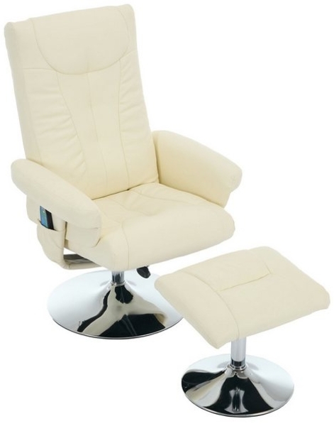 i@home Relaxsessel Relaxsessel mit Massage-, Heiz- & Liegefunktion, PU, Beige/Schwartz (Sessel mit Hocker, Relaxsessel mit Hocker), Versteckte Kopfstütze Bild 4