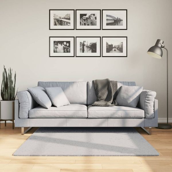 Teppich Wohnzimmer Schlafzimmer HUARTE Kurzflor Weich und Waschbar Grau 120x120 cm
