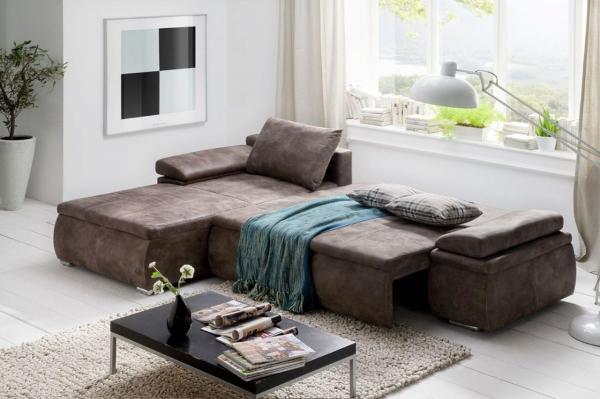 Ecksofa Camilla L-Form Bezug in Vintage-Braun Bild 2