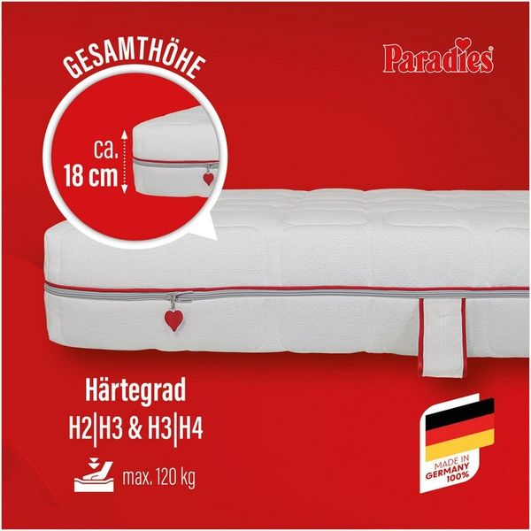 Kaltschaummatratze Neuheit: Paradies Varioduo 7-Zonen-Kaltschaummatratze, Paradies, 18 cm hoch, Zwei Härtegrade in einer Matratze – für individuellen Schlafkomfort