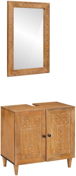vidaXL Badezimmermöbel-Set mit Regal mit Tür 2 pcs Braun Holzwerkstoff 3310066