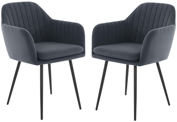 2er Set Sesselstuhl Lia - Samtvelour Grau