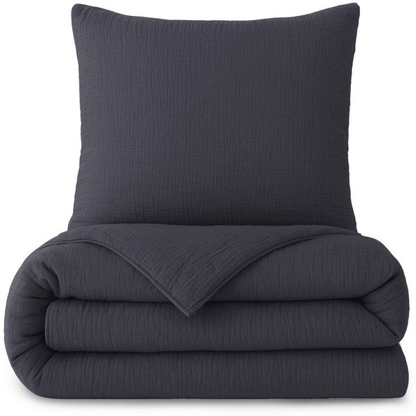 Laynenburg Bettwäsche Musselin aus 100% Baumwolle in 135x200 oder 155x220 cm, atmungsaktiv & bügelfrei – 2 lagig mit Reißverschluss & Haltebändern
