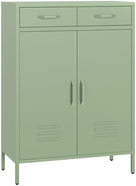 skølm 'Atria' Metallkommode, grün, 110x38x80 cm, mit 2 Schubladen und 2 Fächern Bild 2
