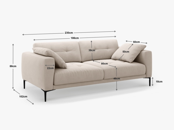 Micadoni Sofa Bemy 4-Sitzer Strukturierter Stoff Sand Bild 6