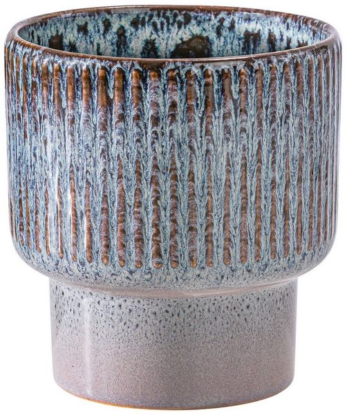 Dehner Übertopf Dodo, konische Form, glasierte Keramik, lila / blau, auffälliger Indoor Blumentopf, auch geeignet für Orchideen
