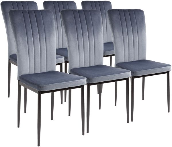 Albatros Esszimmerstühle mit Samt-Bezug 6er Set MODENA, Grau - Stilvolles Vintage Design, Eleganter Polsterstuhl am Esstisch - Küchenstuhl oder Stuhl Esszimmer mit hoher Belastbarkeit