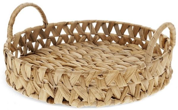 Rex London Servierteller Rundes Tablett aus Wasserhyazinthe mit Griffen 29,5 x 29,5 x 11 cm