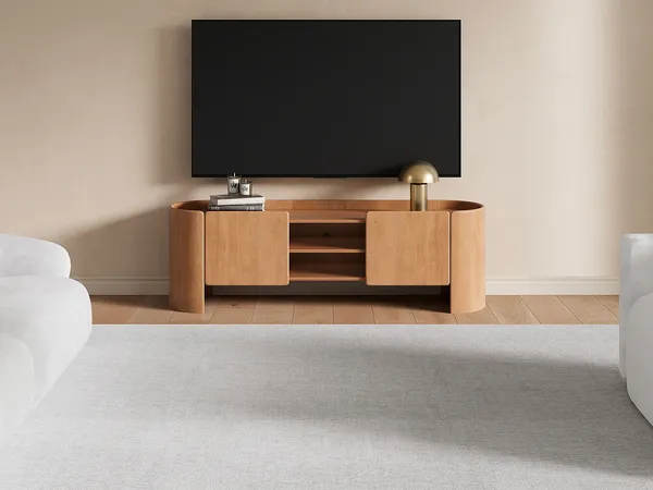 Vente-unique - ISLARA TV unit Holz, Platte Beige - B 40 cm x H 50 cm x L 165 cm