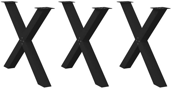 vidaXL Esstischbeine X-Form 3 Stk. Schwarz 90x(72-73) cm Stahl 4012996