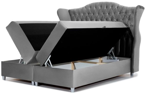 99rooms Adele Boxspringbett Velours 140x200 cm Schwarz Bild 5
