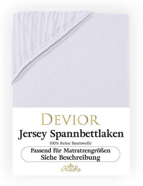 Devior Spannbettlaken für 180x200 cm Boxspringbett-Matratzen bis 32cm dicke, 100% Baumwolle, Jersey, Gummizug: Rundumgummizug, Atmungsaktives Bettlaken mit Einlaufschutz 135 g/m² – ohne Fussel