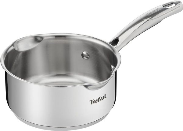 Tefal Topf-Set G719S7_K2323S74 Duetto+ Ice Force, Edelstahl (Set, 10-tlg, Kasserolle 16 cm, Töpfe mit Deckel 16/20/24 cm), rostfreier Edelstahl, Deckel m. Abgießfunktion, inkl. 3tlg. Messer-Set