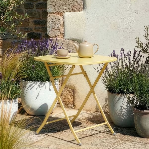 Klapptisch Sande Stahl 71x70x70 cm Gelb [en. casa]