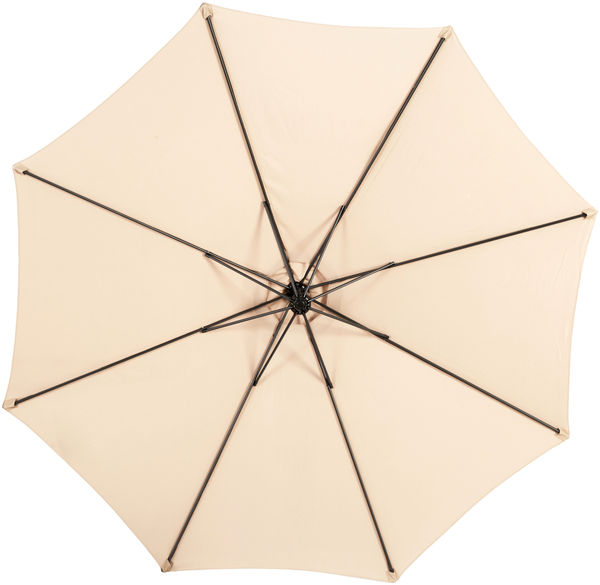 Flieks Sonnenschirm 294 x 294 cm, Kurbel & Neigefunktion, Ampelschirm mit UPF50+, Wasserabweisend, 8 Streben, Stahl + Polyester, Beige Bild 10