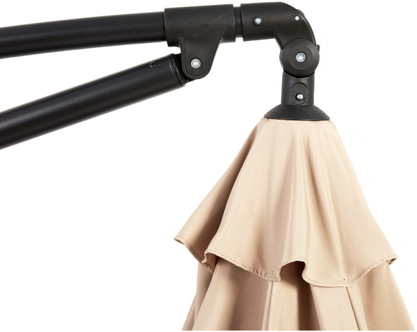 Flieks Sonnenschirm 294 x 294 cm, Kurbel & Neigefunktion, Ampelschirm mit UPF50+, Wasserabweisend, 8 Streben, Stahl + Polyester, Beige Bild 8