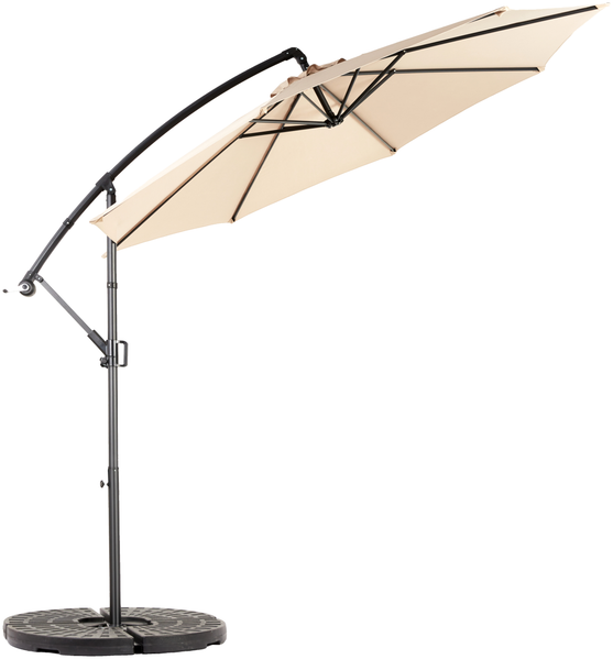 Flieks Sonnenschirm 294 x 294 cm, Kurbel & Neigefunktion, Ampelschirm mit UPF50+, Wasserabweisend, 8 Streben, Stahl + Polyester, Beige Bild 5
