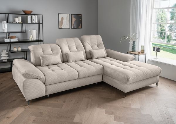 Das Ecksofa Modell Delphino in Cord - Schlaffunktion und Bettkasten inklusive