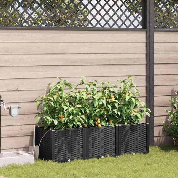 vidaXL Garten-Pflanzgefäß 3 Stk. Schwarz 120 x 40 x 37,5 cm PP 42002846