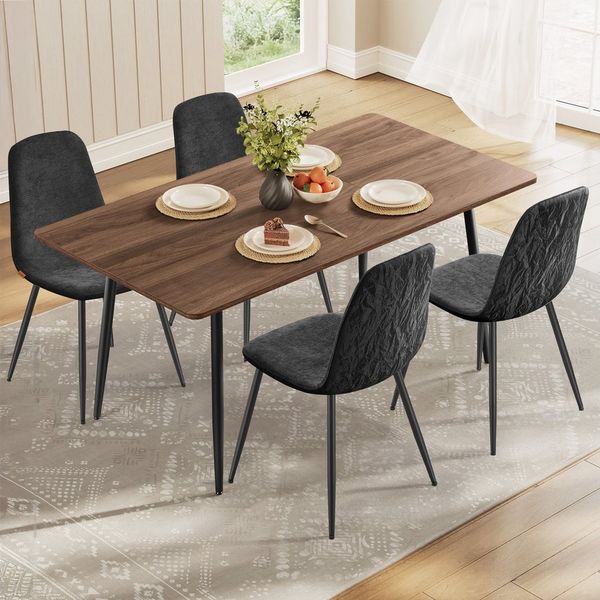 VASAGLE Essgruppe Esstisch mit 4 Esszimmerstühlen, (5-tlg, Esstisch mit 4 Esszimmerstühlen), Küchentisch 140x75x75.5cm, 4 Esszimmerstühlen je 55x43.5x85.5cm
