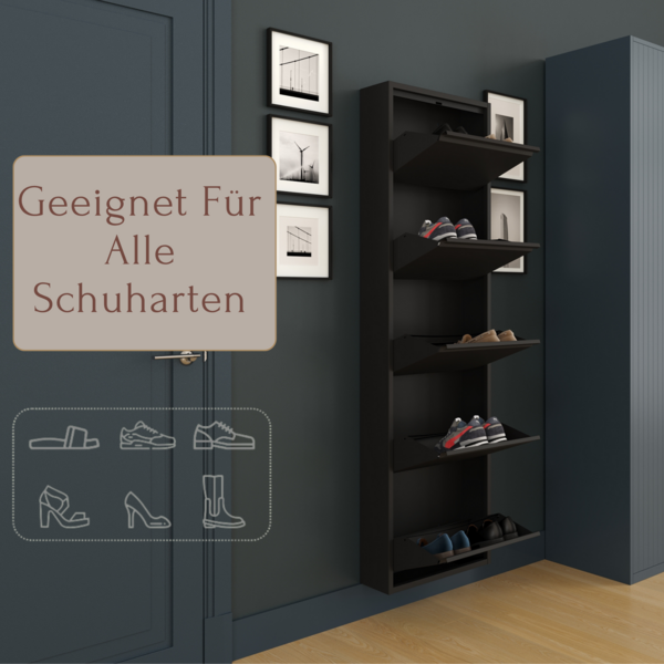 Schuhkipper, Metall 50 x15 x 170 cm, schwarz RAL 9005