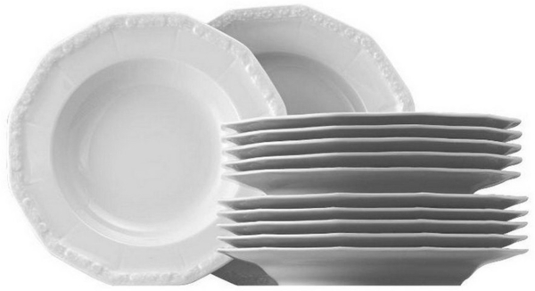 Tafelset 12-tlg. Maria Weiss Rosenthal Tellerset - Mikrowelle geeignet, Spülmaschinenfest