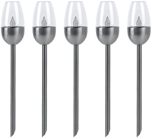 5x LED Außenlampe, Solarleuchte, Metall, schwarz, H 38 cm