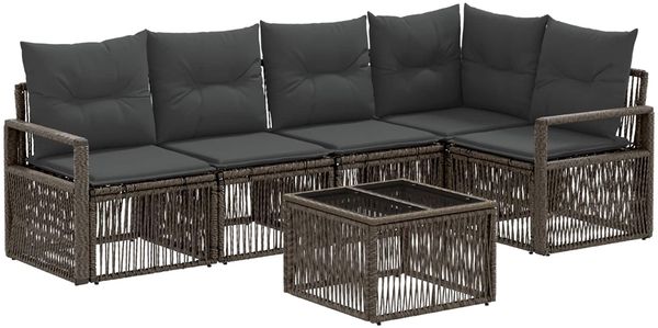 vidaXL Gartensofa-set 6 pcs Grau Poly-Rattan 3435713