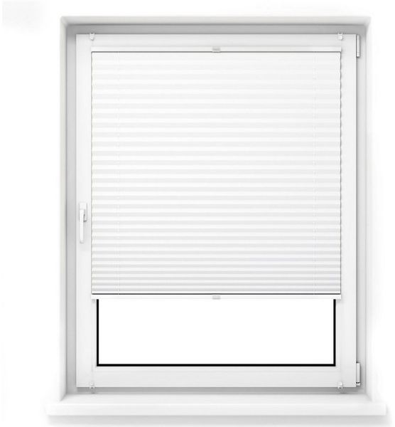 jalousiescout Plissee Pure Plissee Premium, 35x120 cm, weiß, halbtransparent, ohne Bohren, verspannt, Klemmfix, Polyester-Stoff, blickdicht und lichtdurchlässig