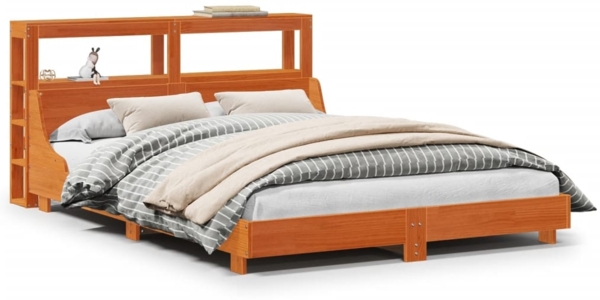 vidaXL Massivholzbett ohne Matratze Wachsbraun 140x190 cm Kiefernholz 3306434