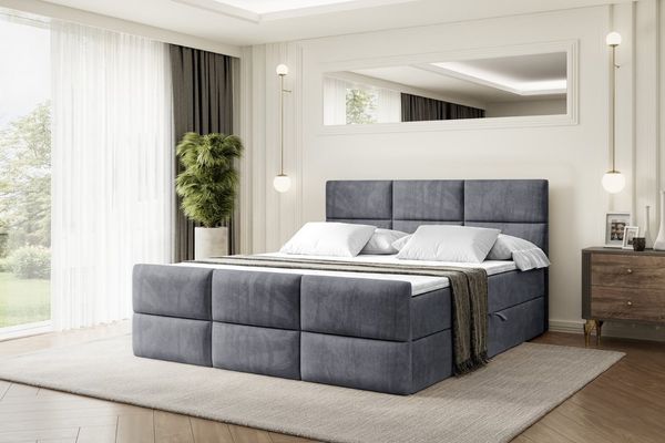 ALTDECOR Boxbett OHIO-Z (Multipocket-Matratze H4, H3 Matratze Bonellfederung, Topper, Kopfteil), Doppelbett mit Fußteil