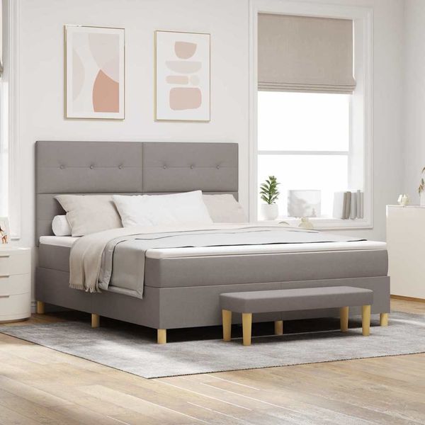 vidaXL Boxspringbett mit Kopfteil Taupe 200 x 180 cm Stoff 3344321
