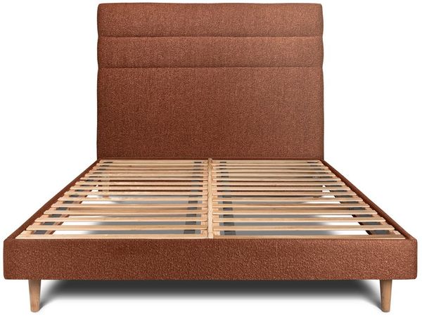 Bett mit gefüttertem Kopfteil – Bouclé-Stoff - 150 x 190 cm