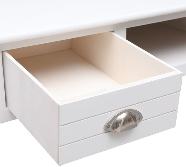 vidaXL Schreibtisch Weiß 108x45x76 cm Massivholz Paulownia 338535 Bild 6