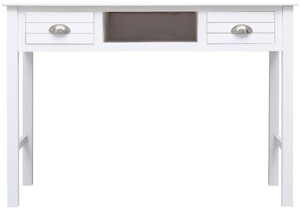 vidaXL Schreibtisch Weiß 108x45x76 cm Massivholz Paulownia 338535 Bild 4