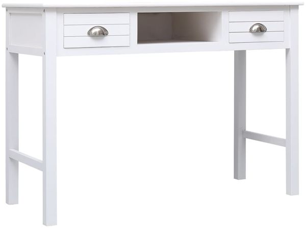 vidaXL Schreibtisch Weiß 108x45x76 cm Massivholz Paulownia 338535 Bild 2