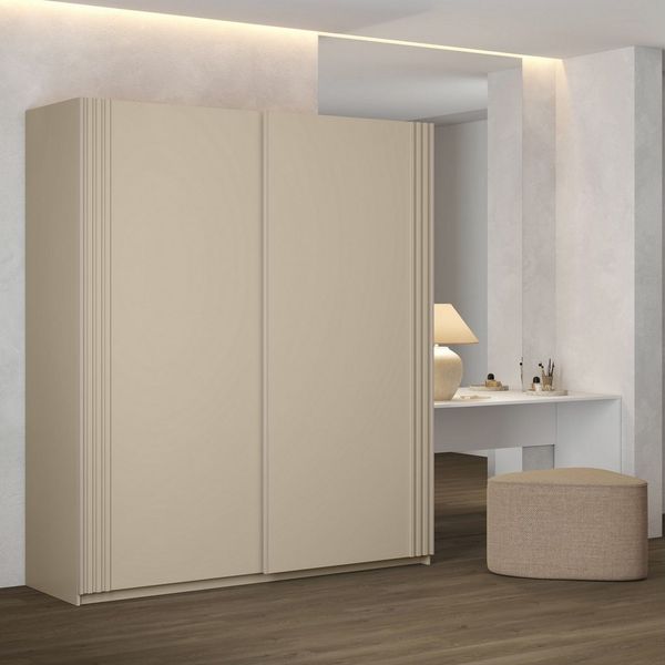 Home affaire Schwebetürenschrank Niva, Garderobenschrank incl. kompletter Innenausstattung Moderner Kleiderschrank, Schiebetürenschrank, Lamellen, Wäscheschrank