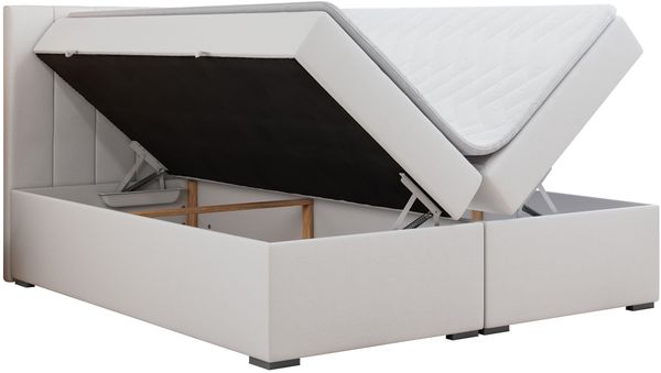 Boxspringbett, Matratze und Topper, zwei Bettkästen - LOPE - 180x200cm - Weiß Kunstleder - H3 Bild 4