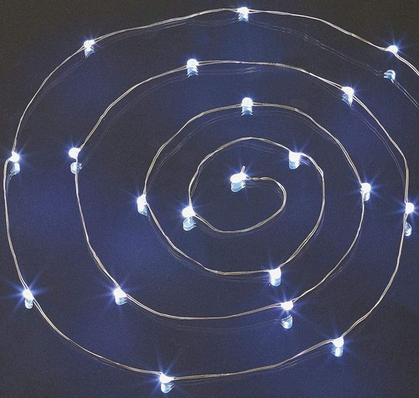 Hellum LED-Lichterkette Tauperlen 20 BS weiß/kupfer, innen Batteriebetrieb