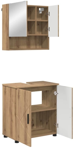 vidaXL Badezimmermöbel-Set 2 pcs Artisan-Eiche Holzwerkstoff & Metall 3392942