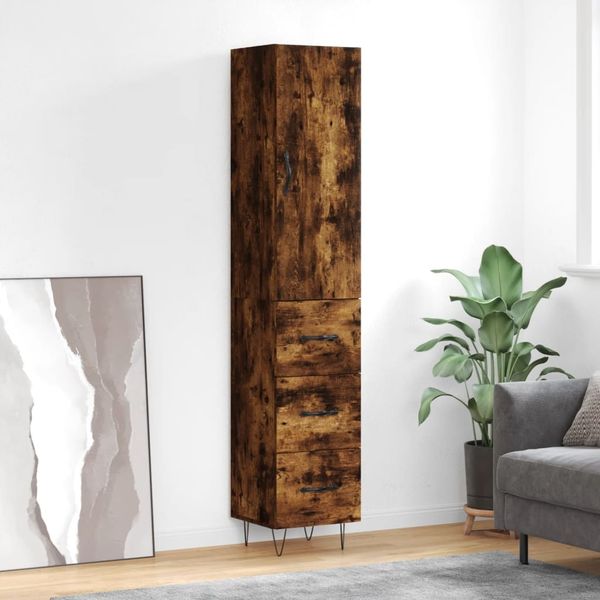 vidaXL Highboard Räuchereiche 34,5x34x180 cm Holzwerkstoff 3198886