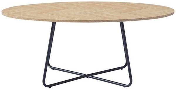 HOME DELUXE Couchtisch Oval NOVARIS - 110 x 66 cm Fishbone Oak