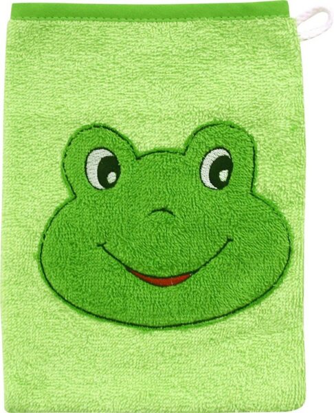 Wörner Waschhandschuh Kinder-Waschhandschuh "Frosch", Walk-Frottier Uni