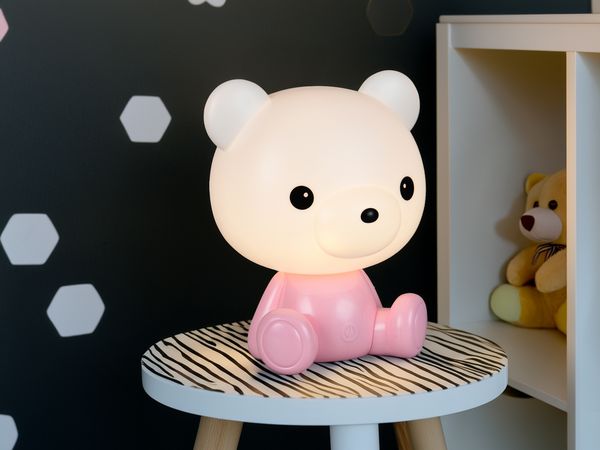 Ausgefallene USB Tischlampe CUTIE mit RGB Farbwechsel, Rosa, Höhe 25cm