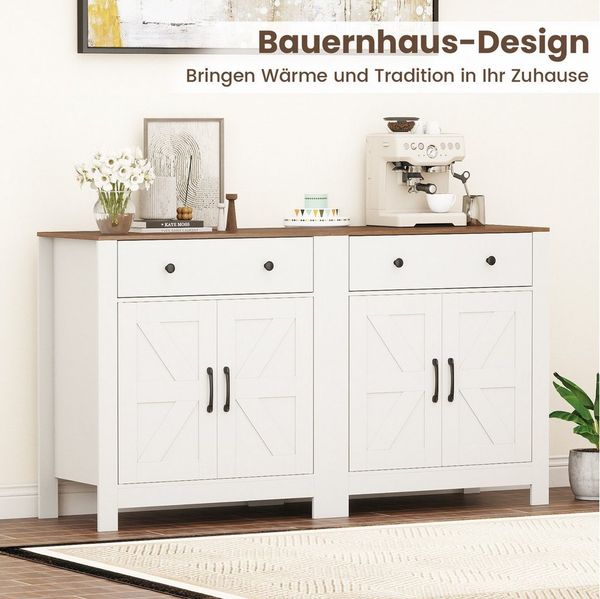 COSTWAY Sideboard, Küchenschrank mit Schublade, verstellbarem Regal Landhausstil